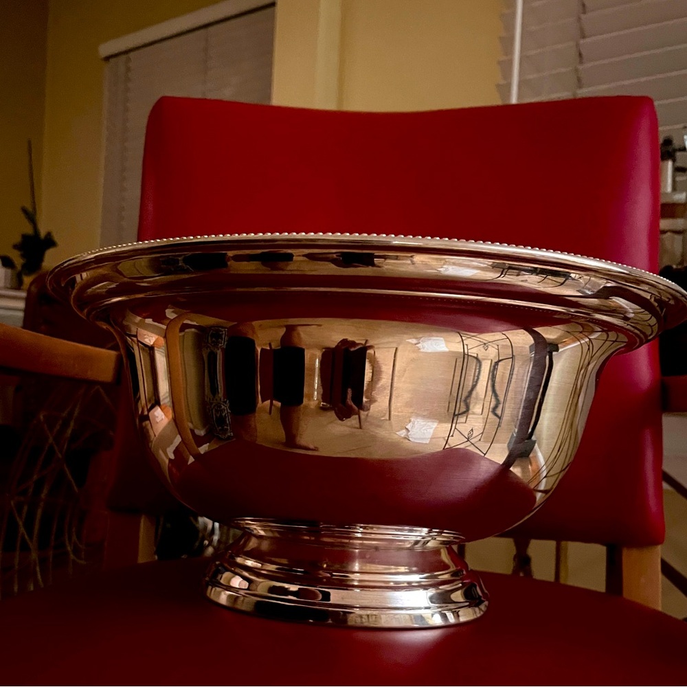 Rare vintagee antique Large solid Sterling Silver Revere punchbowl polished 925
